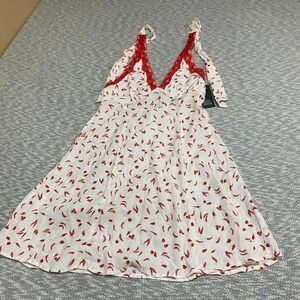 Wild Fable red + white chili pepper mini dress women Size S. SKU962 #summerdress